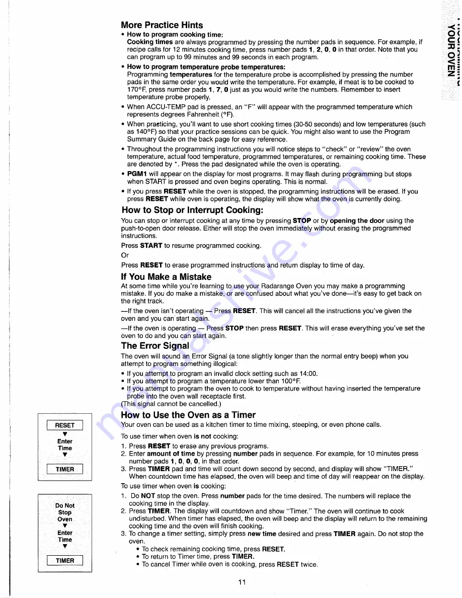 Amana Radarange Plus RMC 720A Use & Care Manual Download Page 10