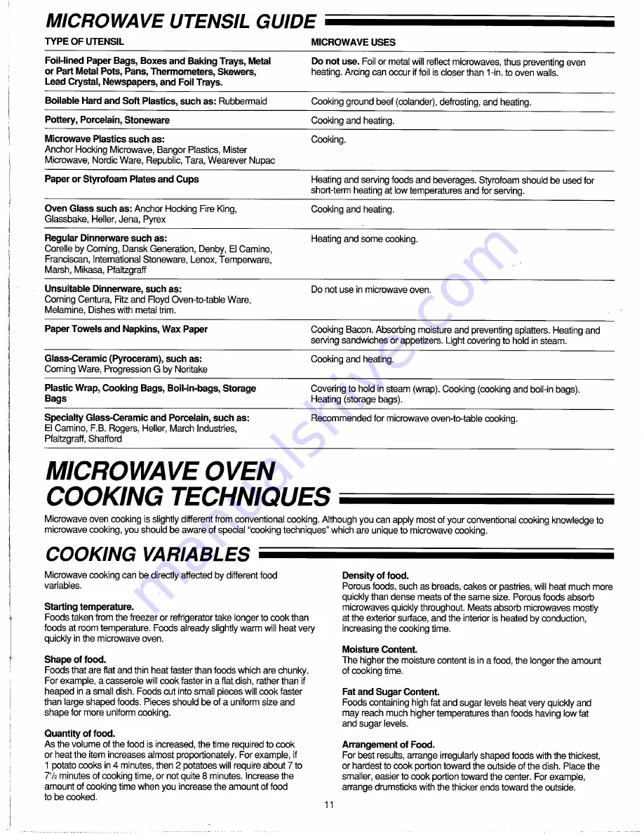 Amana RBG622T Use & Care Manual And Cooking Manual Download Page 11