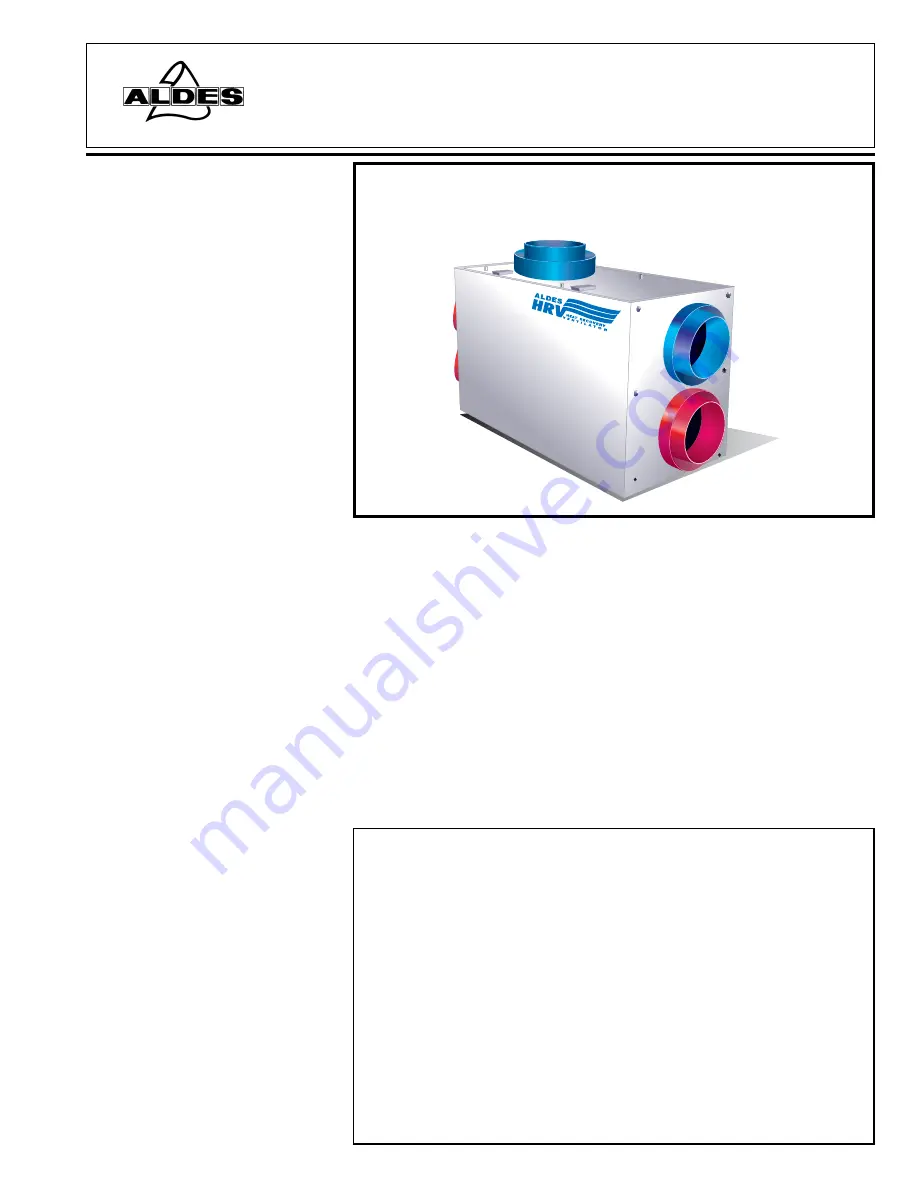 American Aldes Heat Recovery Ventilator LT-15 Product Specifications Download Page 1