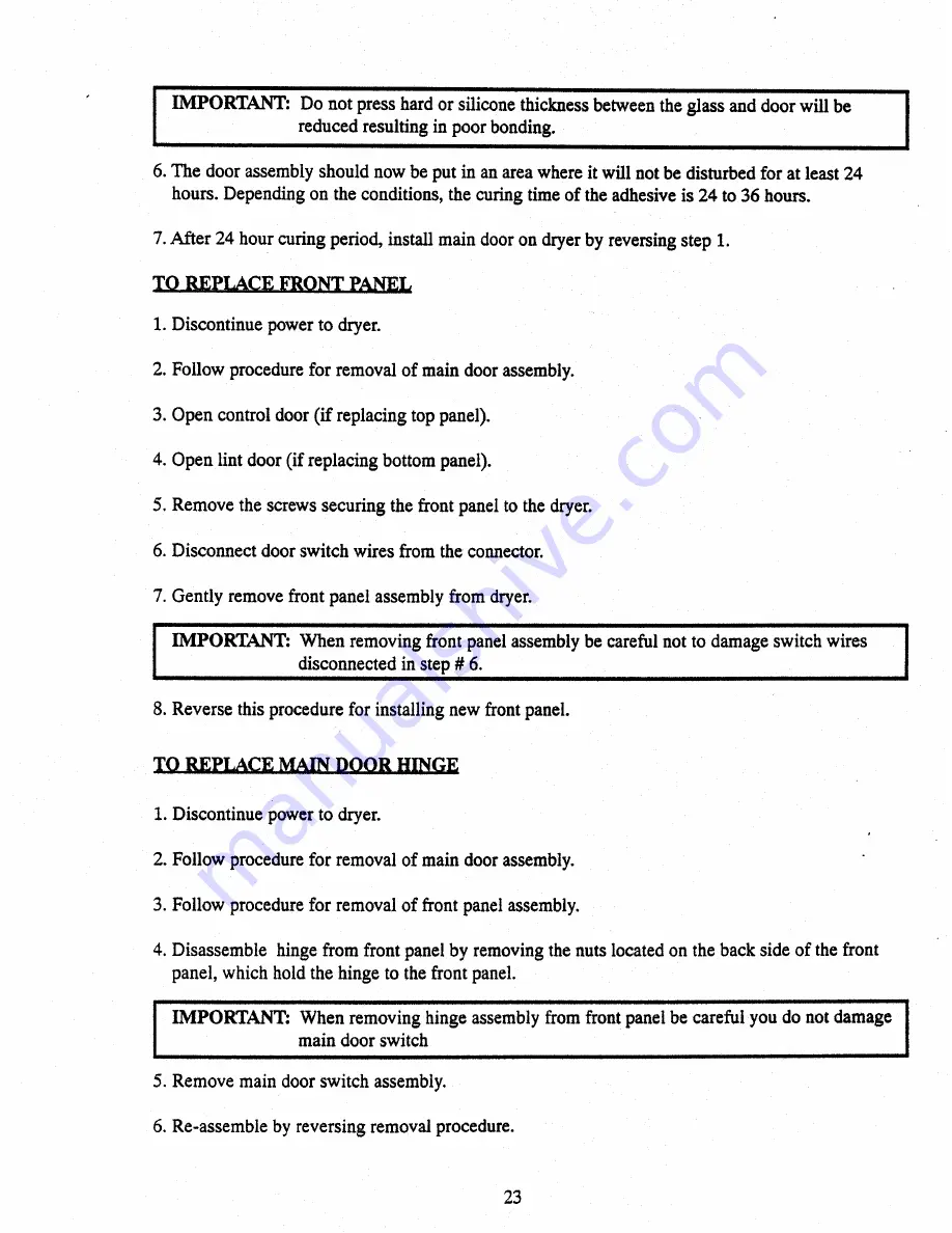 American Dryer Corp. AD-230 Service Manual Download Page 29