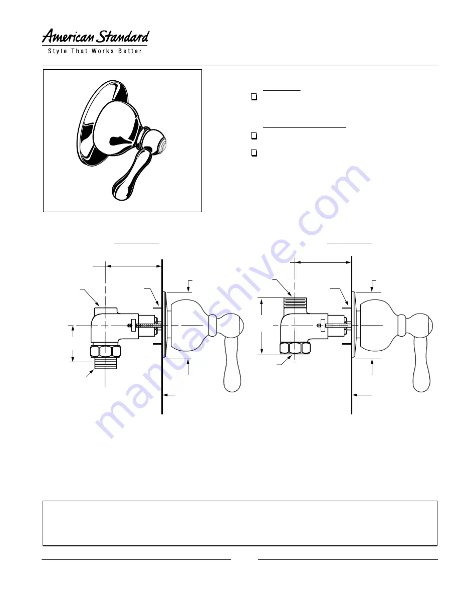 American Standard Amarilis Jasmine T000.441 Specification Sheet Download Page 1