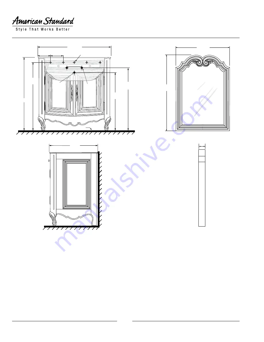 American Standard Bordeaux Vanity and Mirror 9586.101 Скачать руководство пользователя страница 2