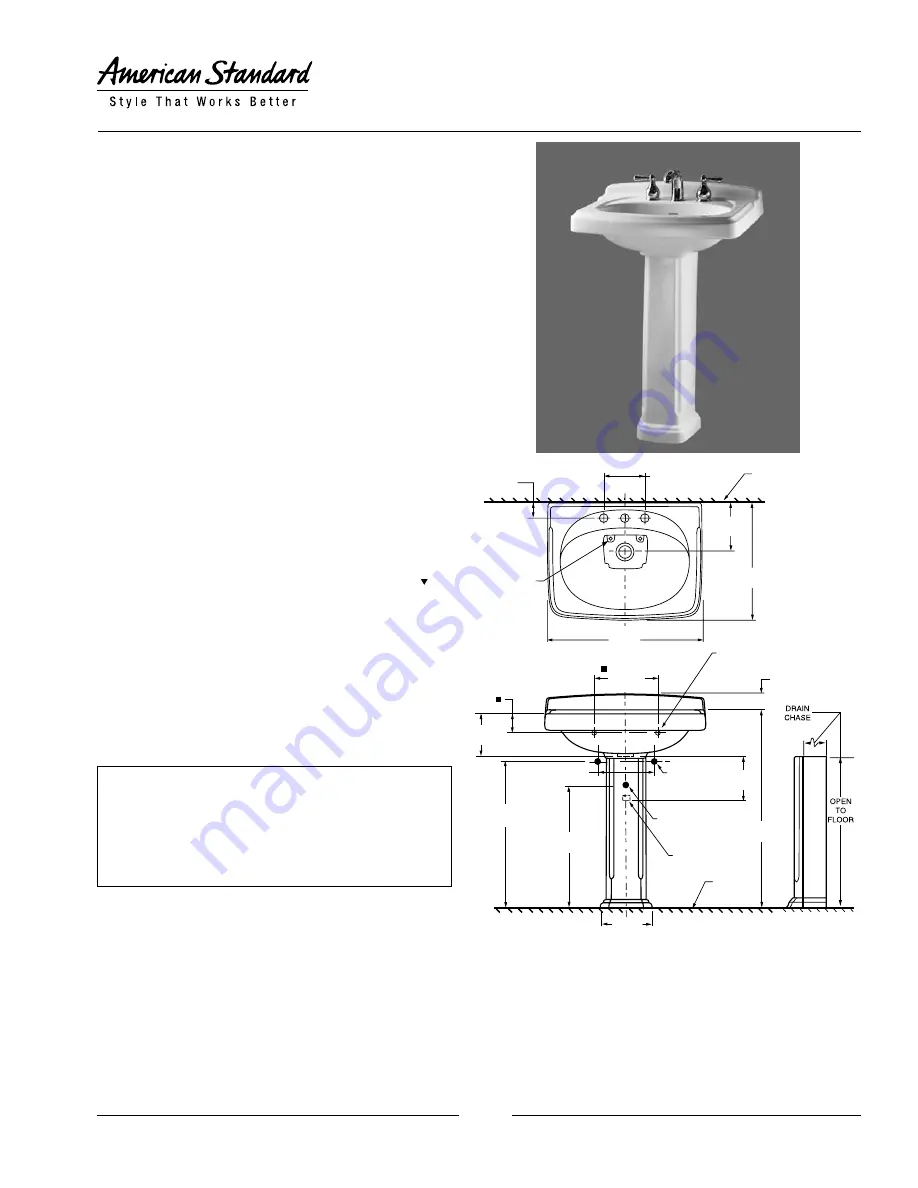 American Standard Townsend 0555.104 Features & Dimensions Download Page 1