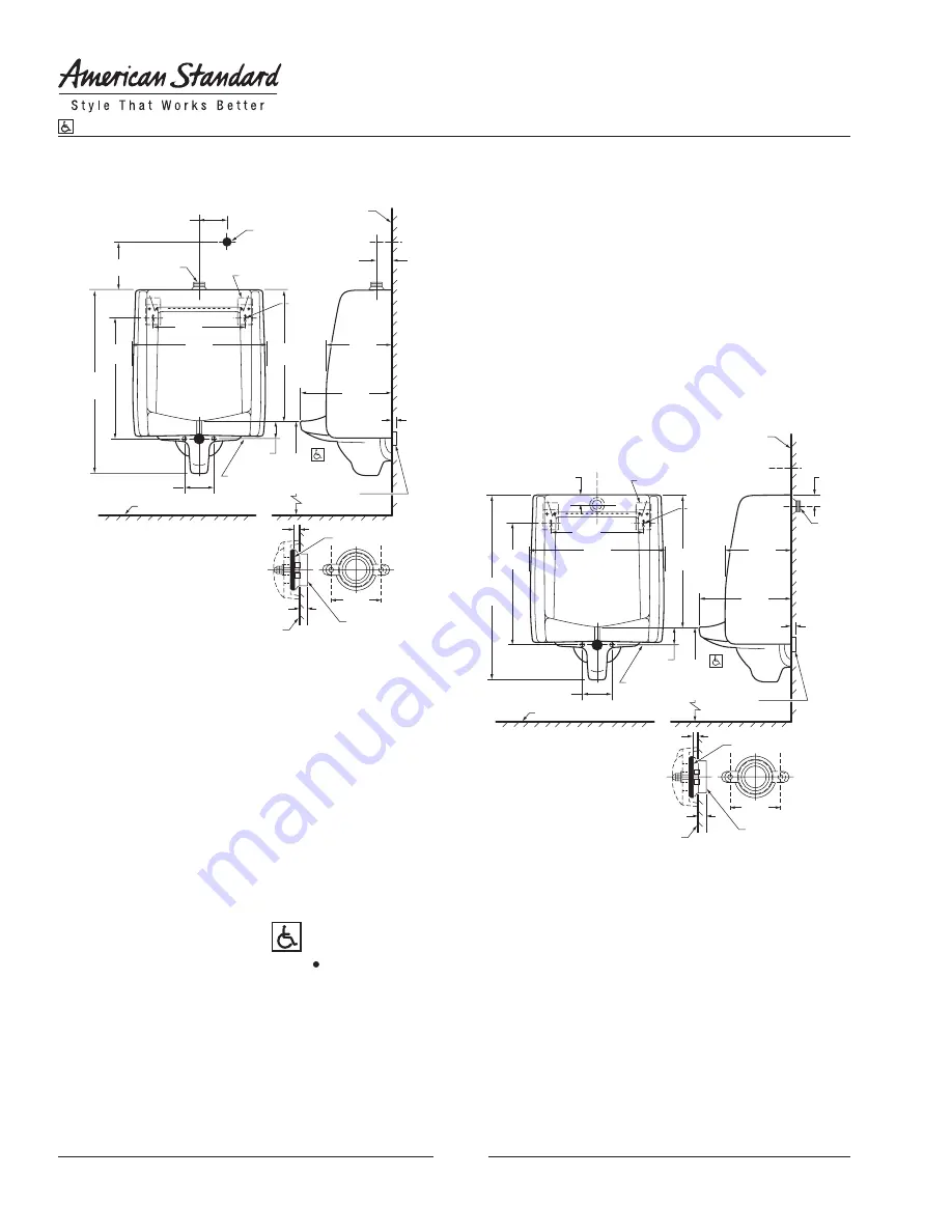 American Standard Washbrook FloWise 0.5 High Efficiency Urinal 6515.005 Specification Sheet Download Page 2