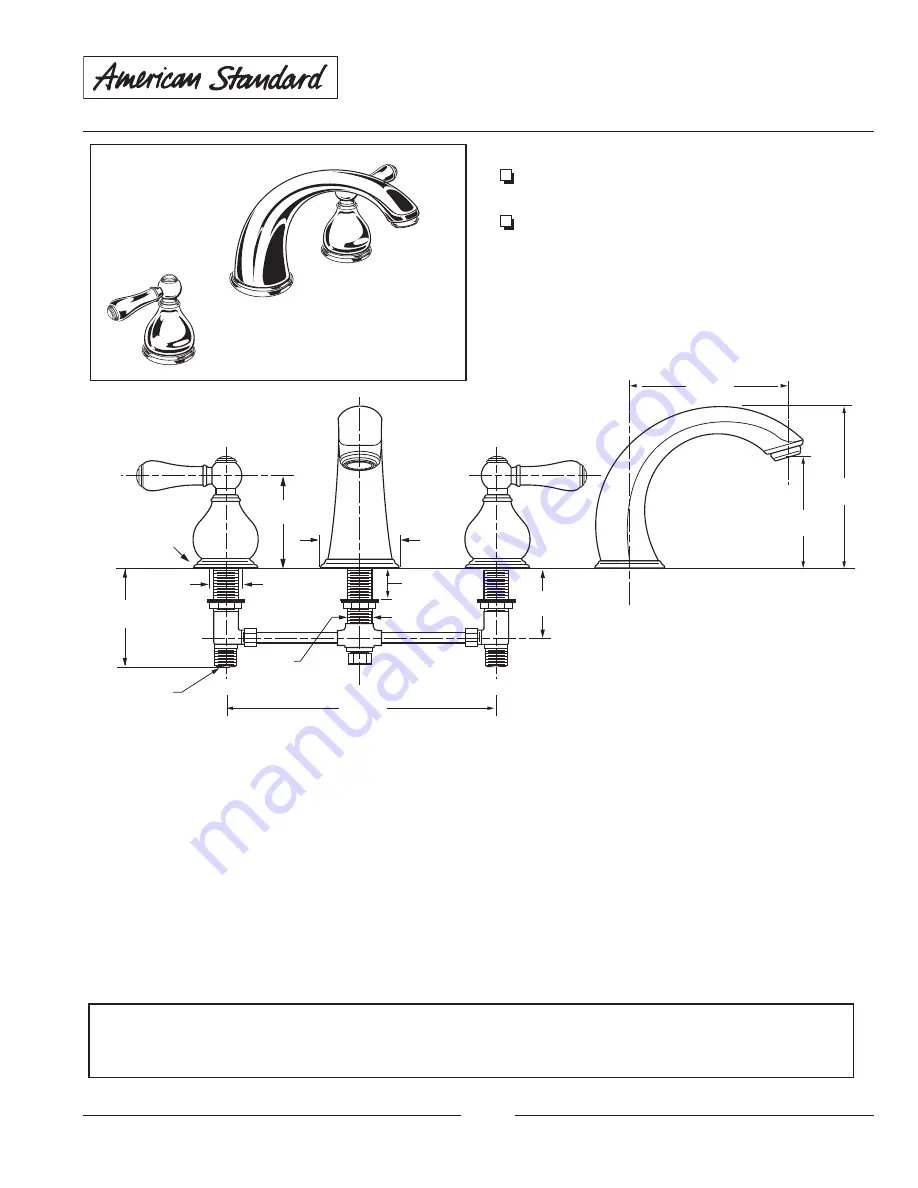 American Standard Williamsburg Deck-Mount Tub Filler 2900.224 Specification Sheet Download Page 1