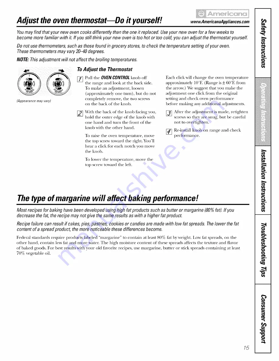 AMERICANA AGBS300 Owner'S Manual & Installation Instructions Download Page 15