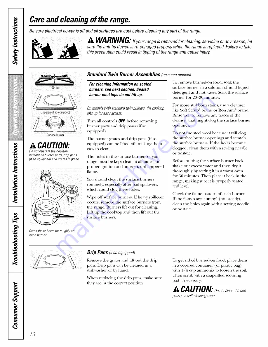 AMERICANA AGBS300 Owner'S Manual & Installation Instructions Download Page 16