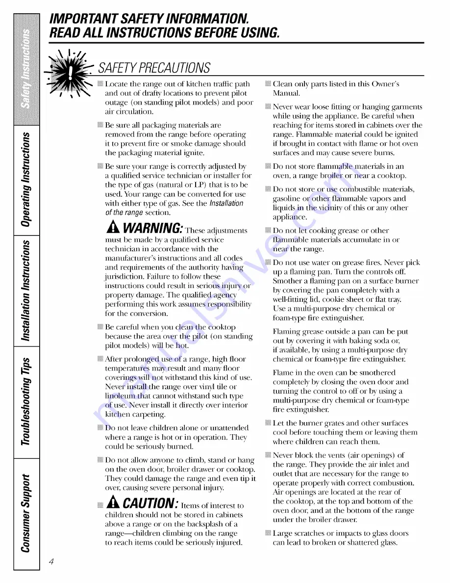 AMERICANA AGBS300 Owner'S Manual & Installation Instructions Download Page 100