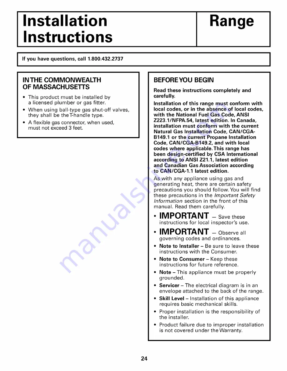 AMERICANA AGBS300 Owner'S Manual & Installation Instructions Download Page 168