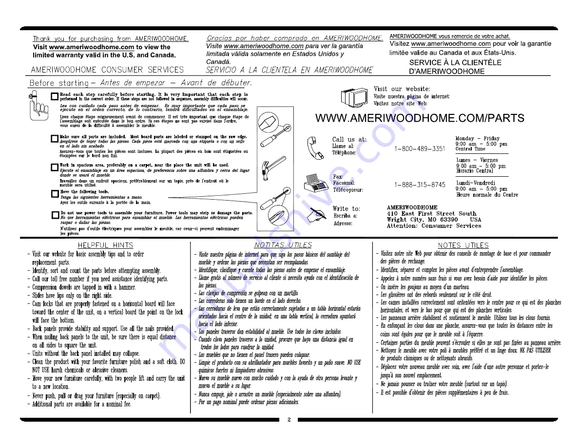 Ameriwood HOME 5685213COM Manual Download Page 2