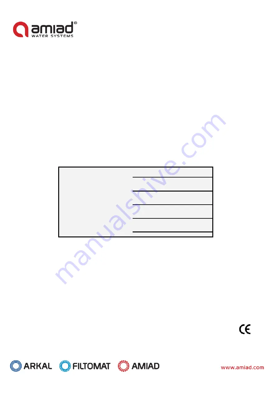 amiad Filtomat MG110 Скачать руководство пользователя страница 1