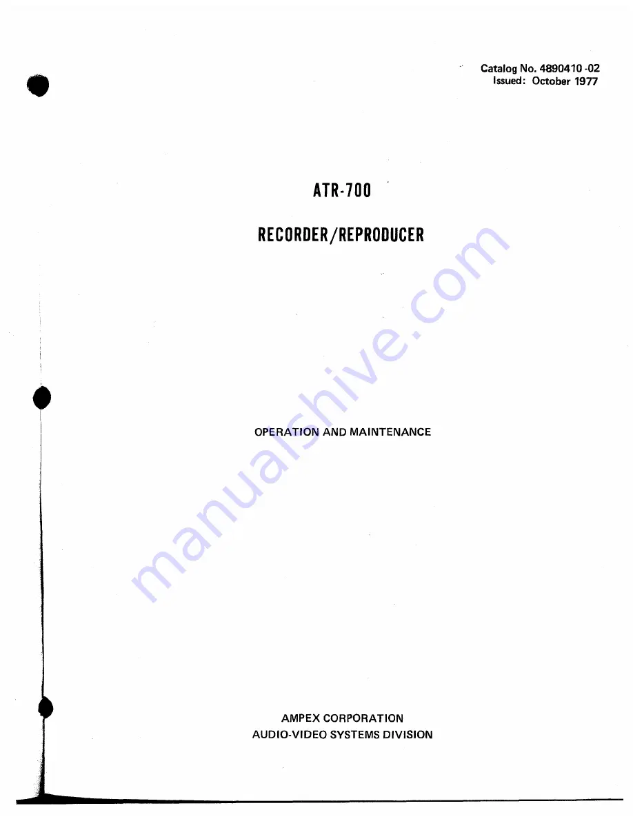 Ampex ATR-700 Operation And Maintenance Download Page 2