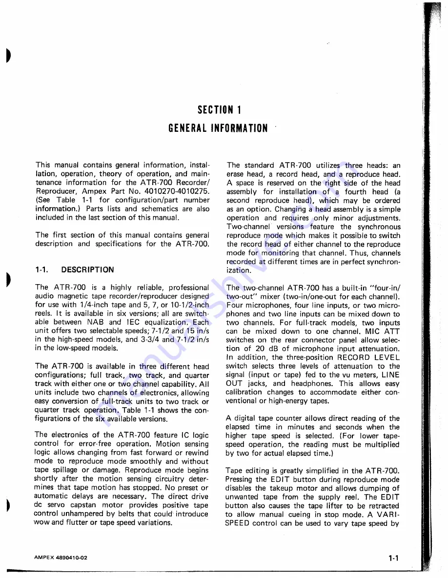 Ampex ATR-700 Скачать руководство пользователя страница 11