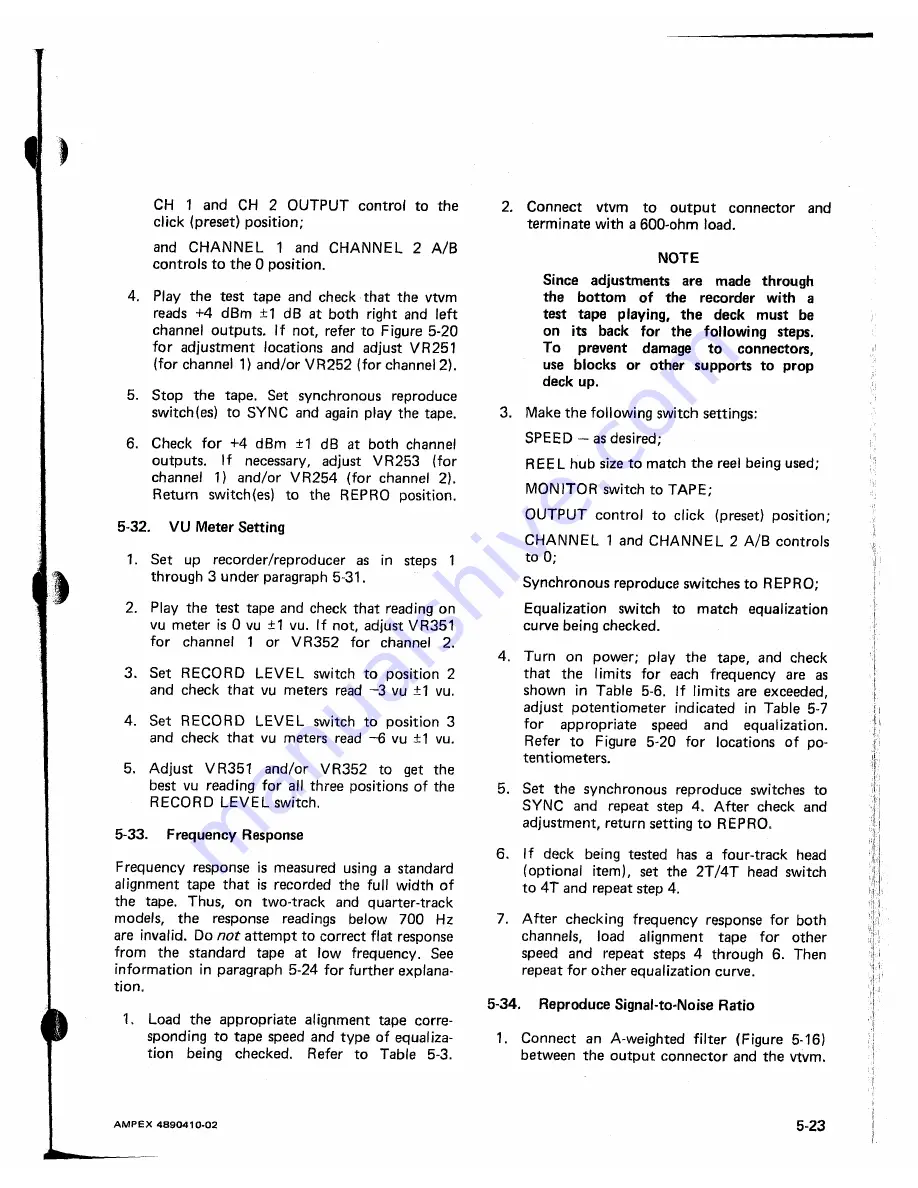 Ampex ATR-700 Operation And Maintenance Download Page 89