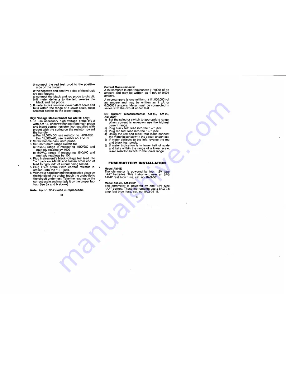 Amprobe AM-1E Operating Instructions Manual Download Page 6