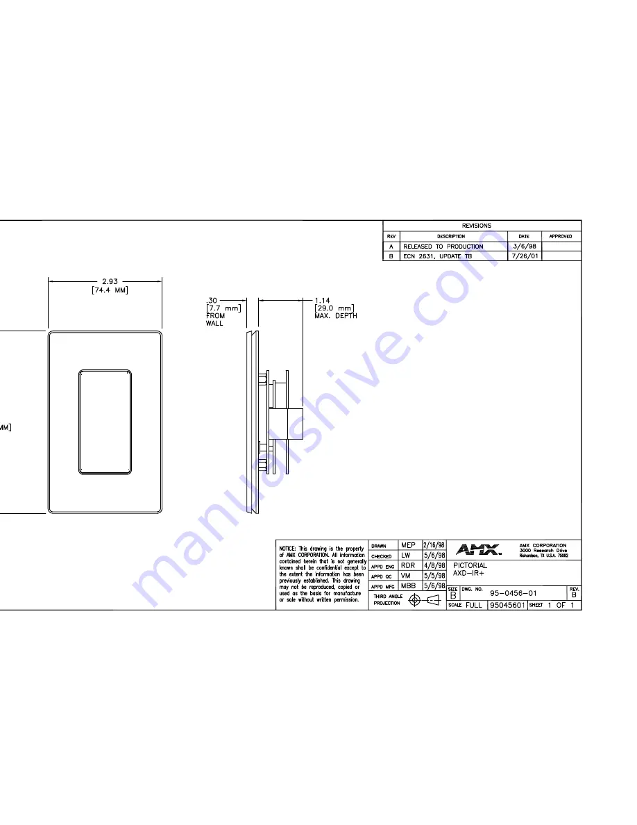 AMX AXD-IR Plus Specifications Download Page 1