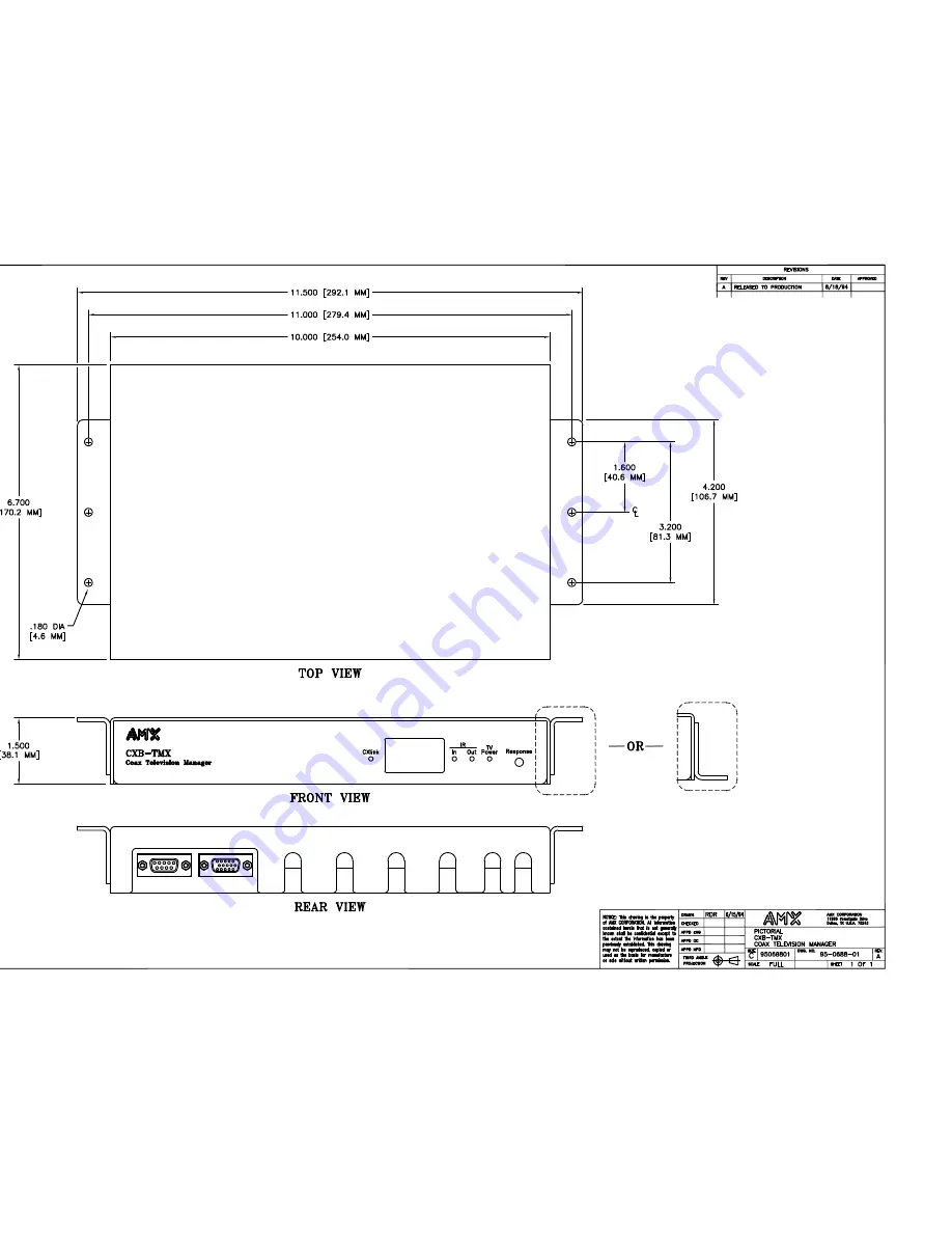 AMX CXB-TMX Dimensional Drawing Download Page 1