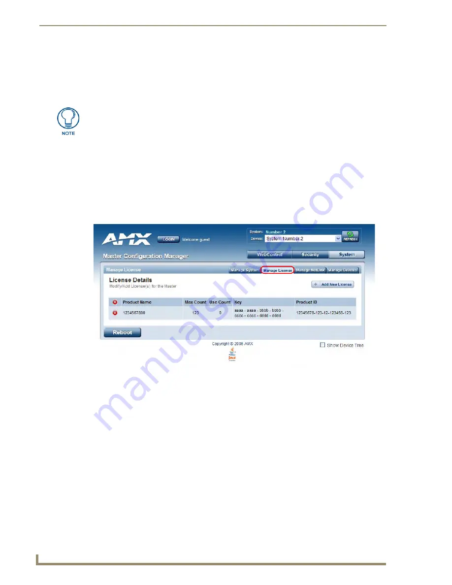 AMX NetLinx Master-Ethernet Card/Module NXC-ME260 Скачать руководство пользователя страница 72