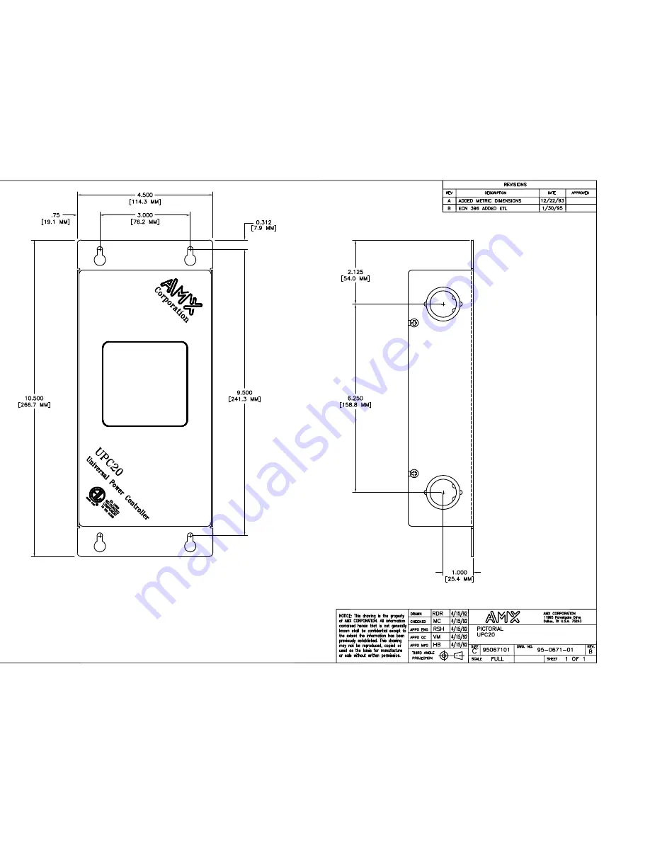 AMX UPC20 Schematic Diagram Download Page 1