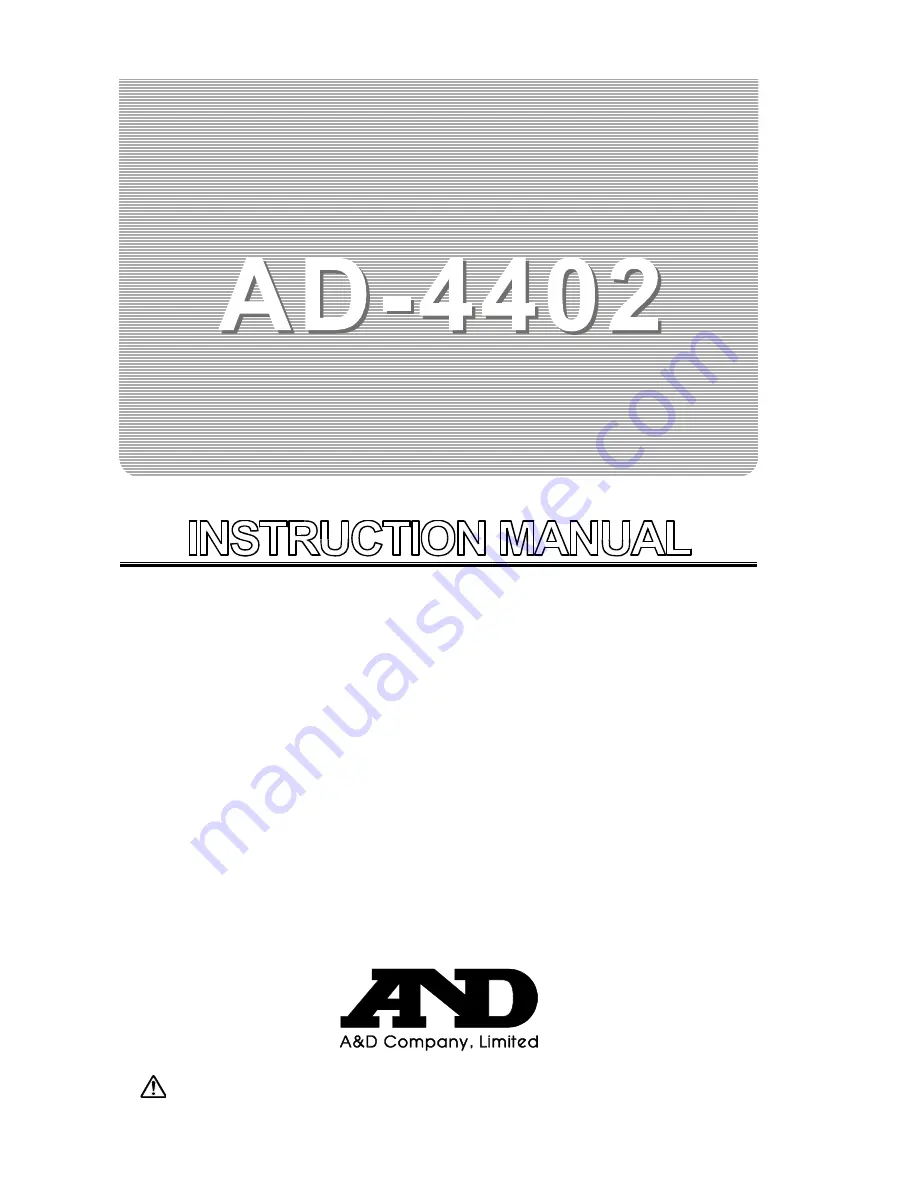 AND Multi Function Weighing Indicator AD-4402 Instruction Manual Download Page 1