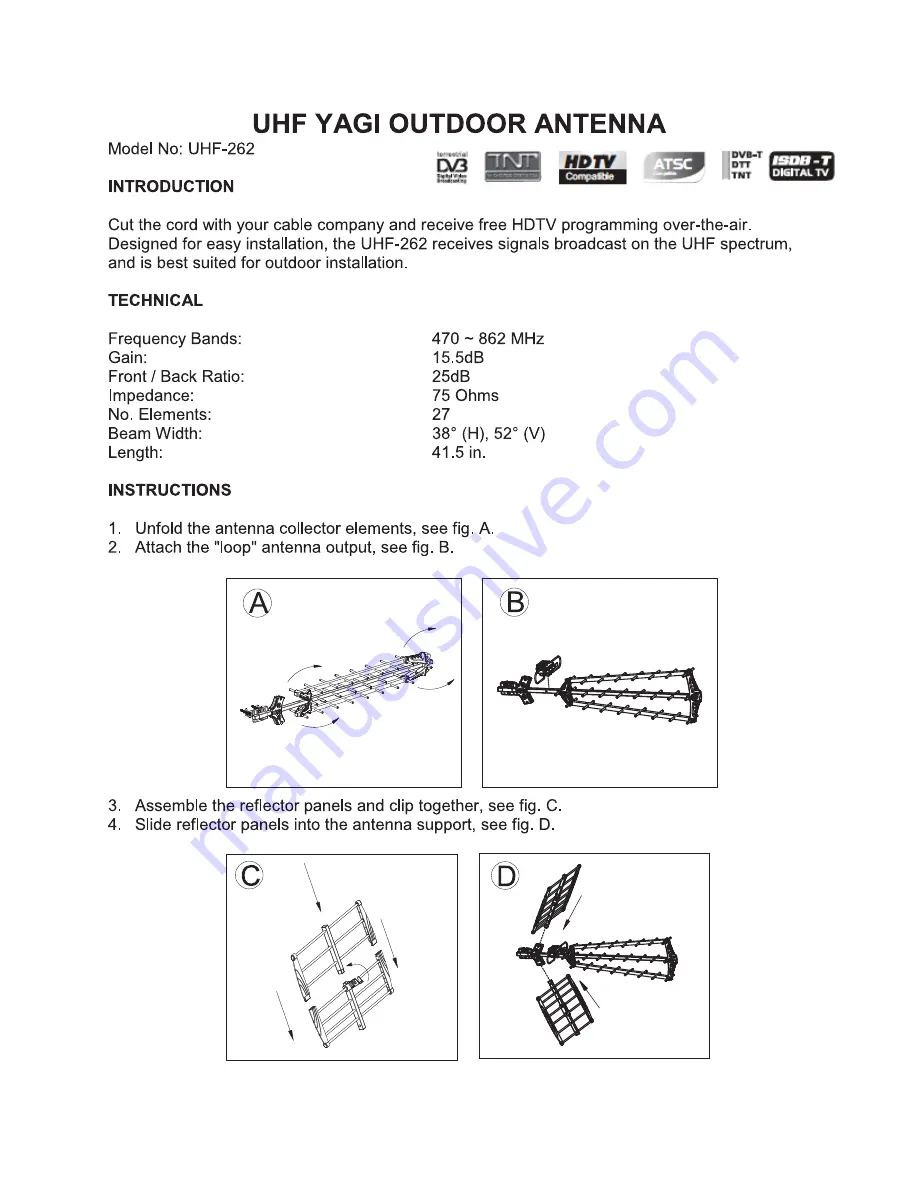 Antop UHF-262 Скачать руководство пользователя страница 1