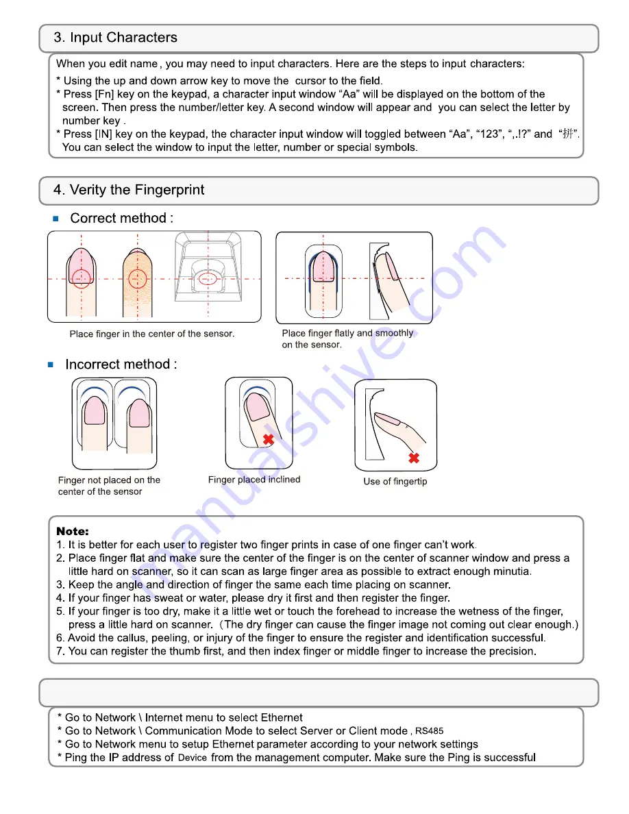 Anviz W 1 Quick Manual Download Page 8