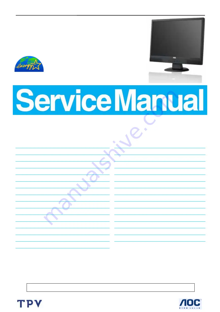 AOC 212Va Service Manual Download Page 1