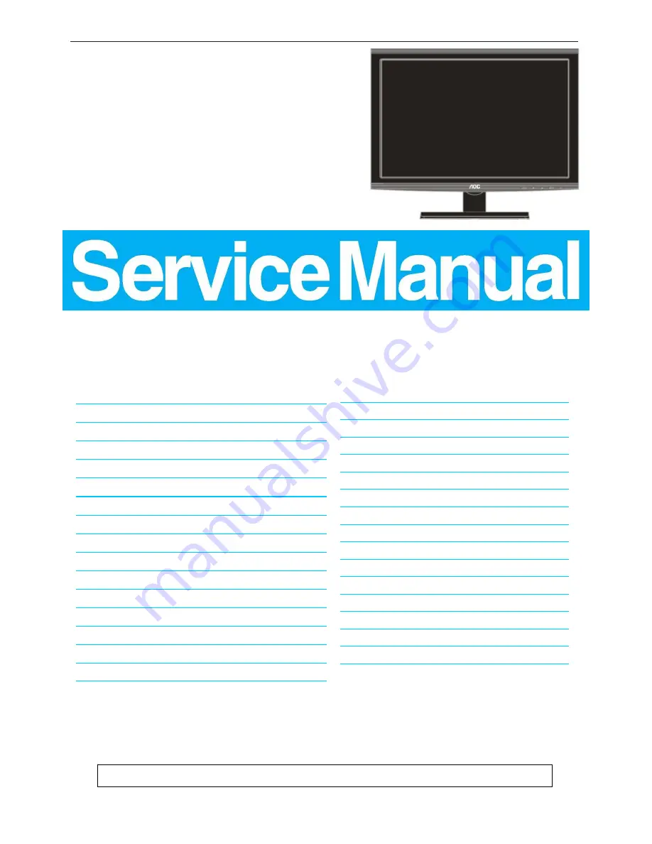 AOC 2341Sa Service Manual Download Page 1