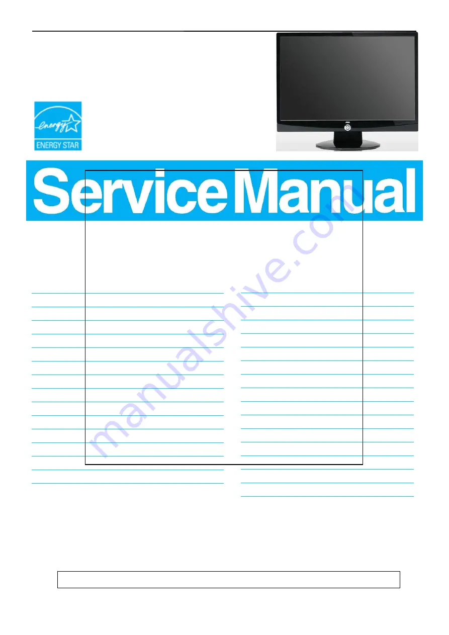 AOC 917VW Service Manual Download Page 1