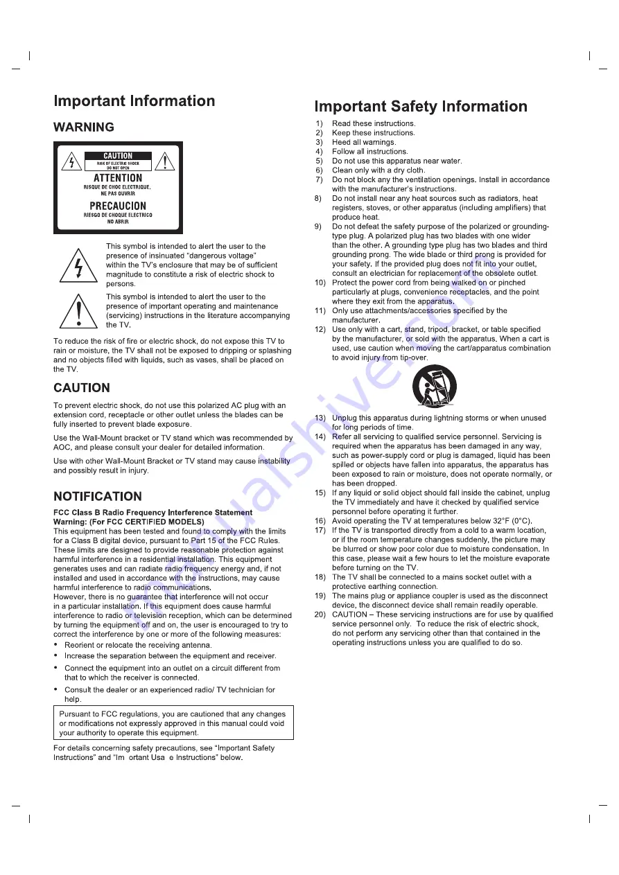 AOC LE32M1570 Service Manual Download Page 5