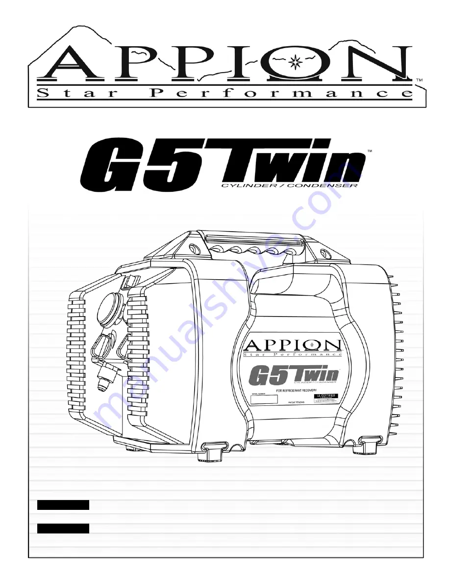 Appion G5Twin Operation Manual Download Page 1