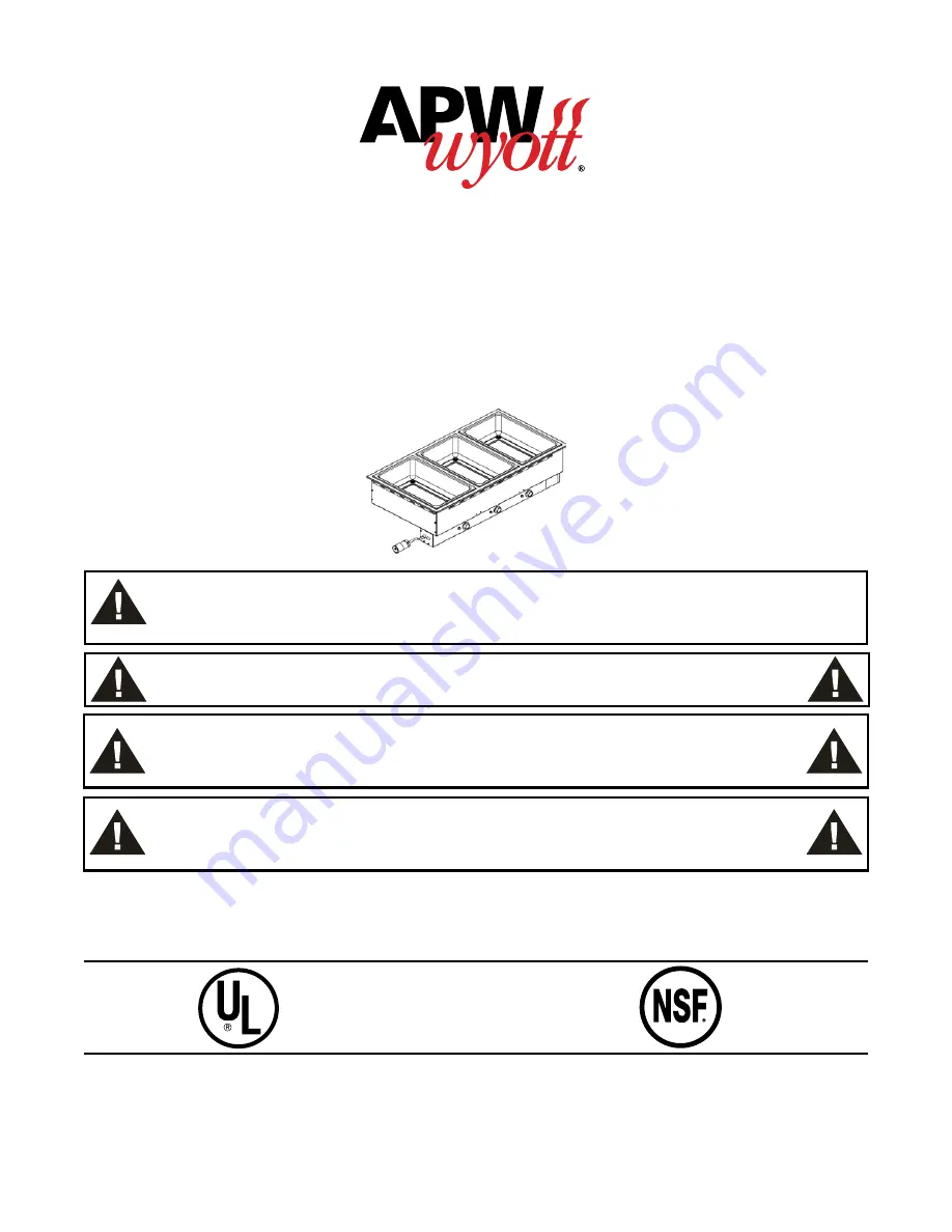 APW Wyott HFW-AT-2 Installation And Operating Instructions Manual Download Page 1