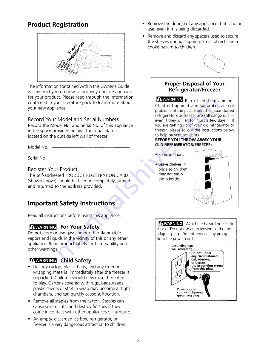 Arctic Air R22CW13 Manual Download Page 2