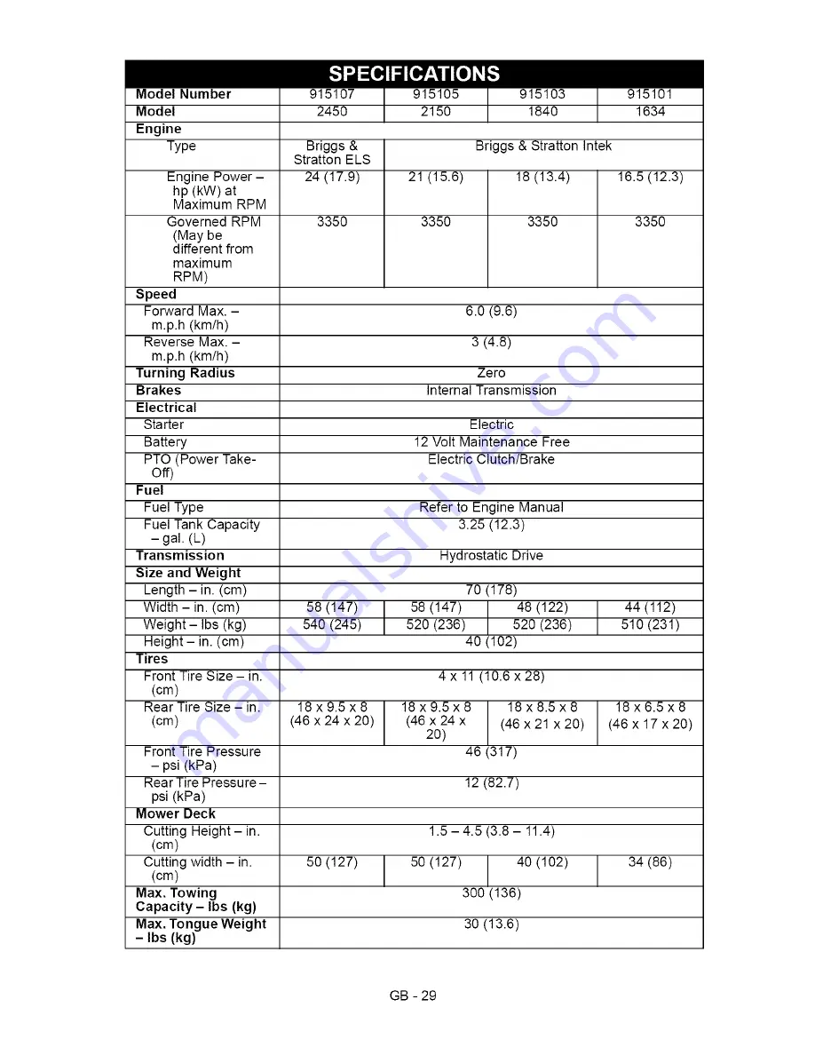 Ariens 915101-1634 Скачать руководство пользователя страница 29