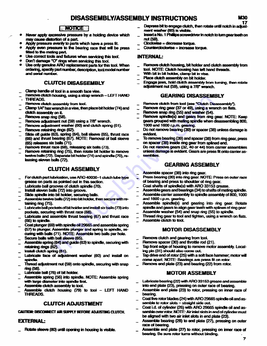 ARO SQ054C Operator'S Manual Download Page 7