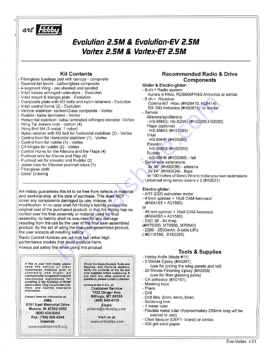 Art Hobby Evolulion 2.SM Manual Download Page 1