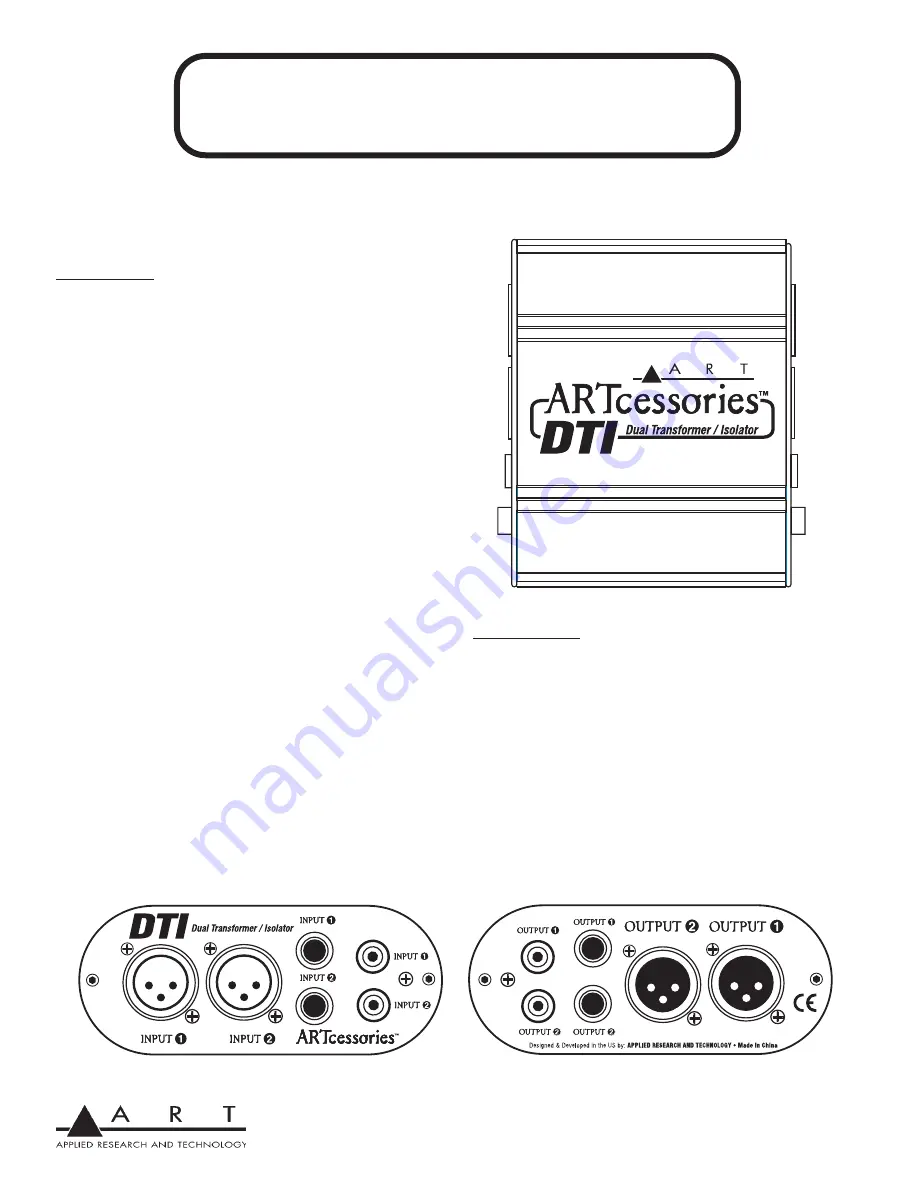 Art DTI Specifications Download Page 1