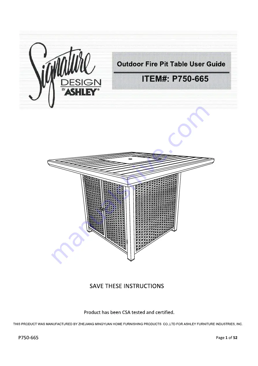 Ashley Signature Design APG-P750-9P User Manual Download Page 1