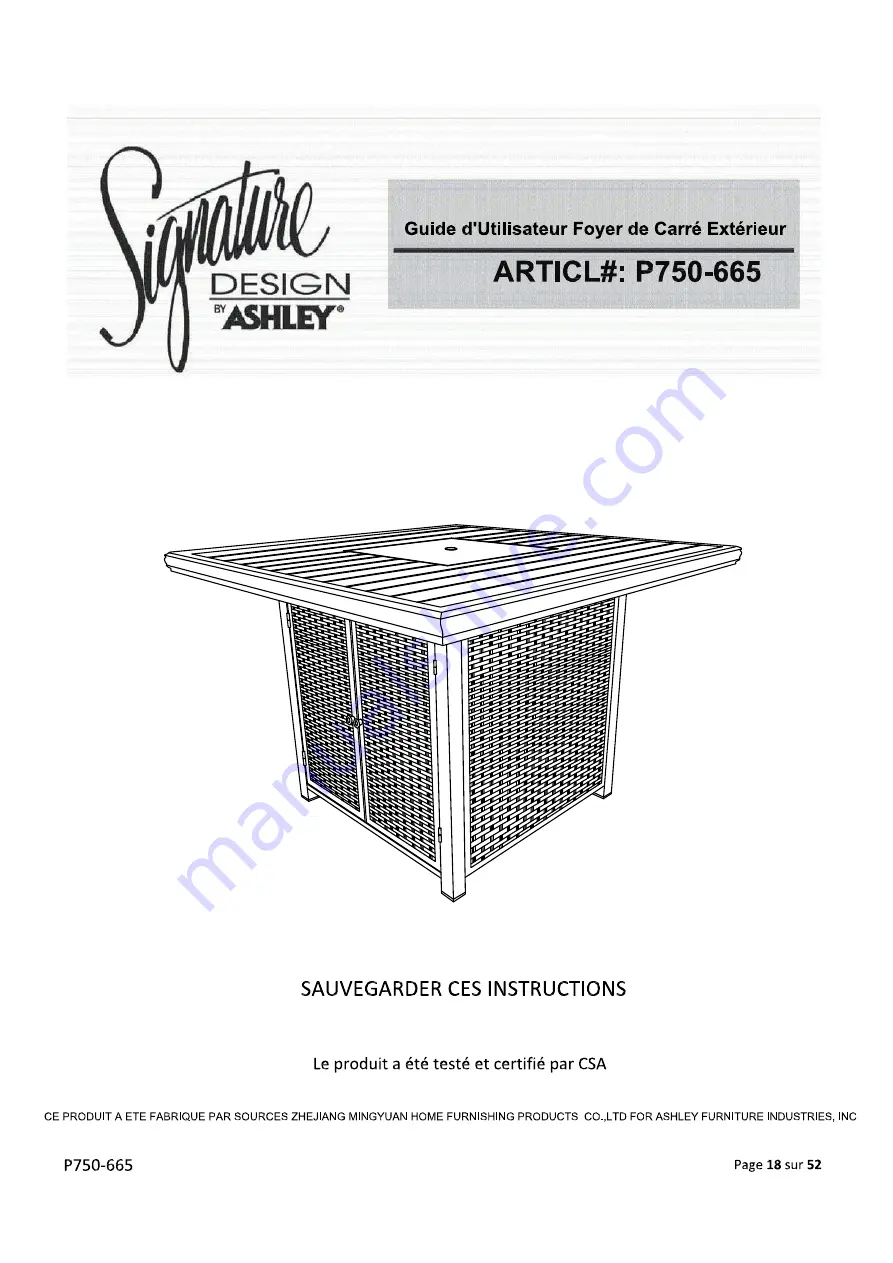 Ashley Signature Design APG-P750-9P User Manual Download Page 18