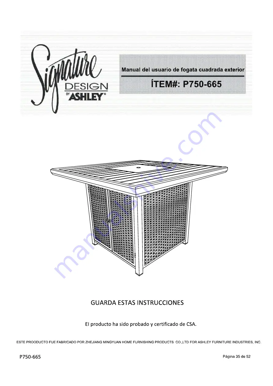 Ashley Signature Design APG-P750-9P User Manual Download Page 35