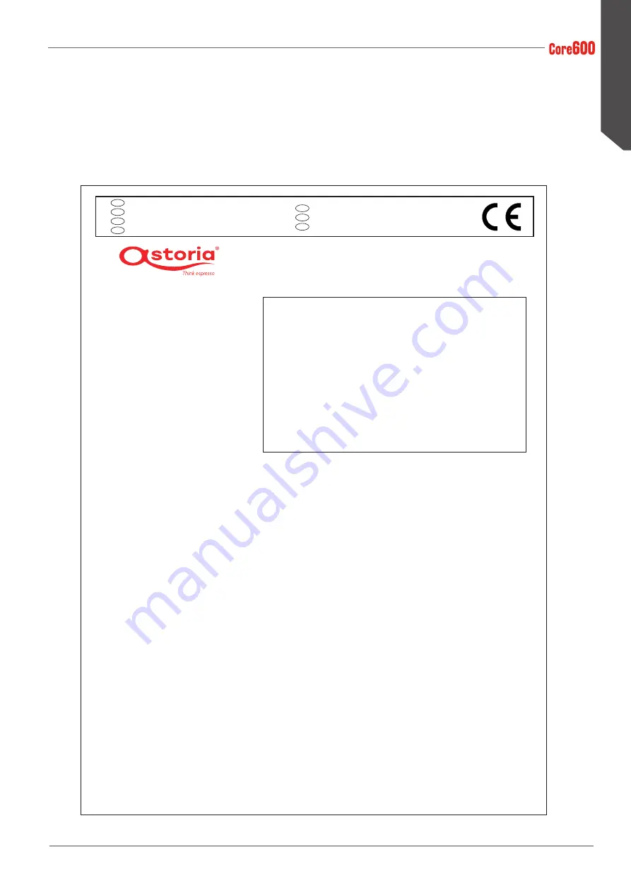 Astoria Core600 AEP Use And Maintenance Manual, Instructions For The User Download Page 283