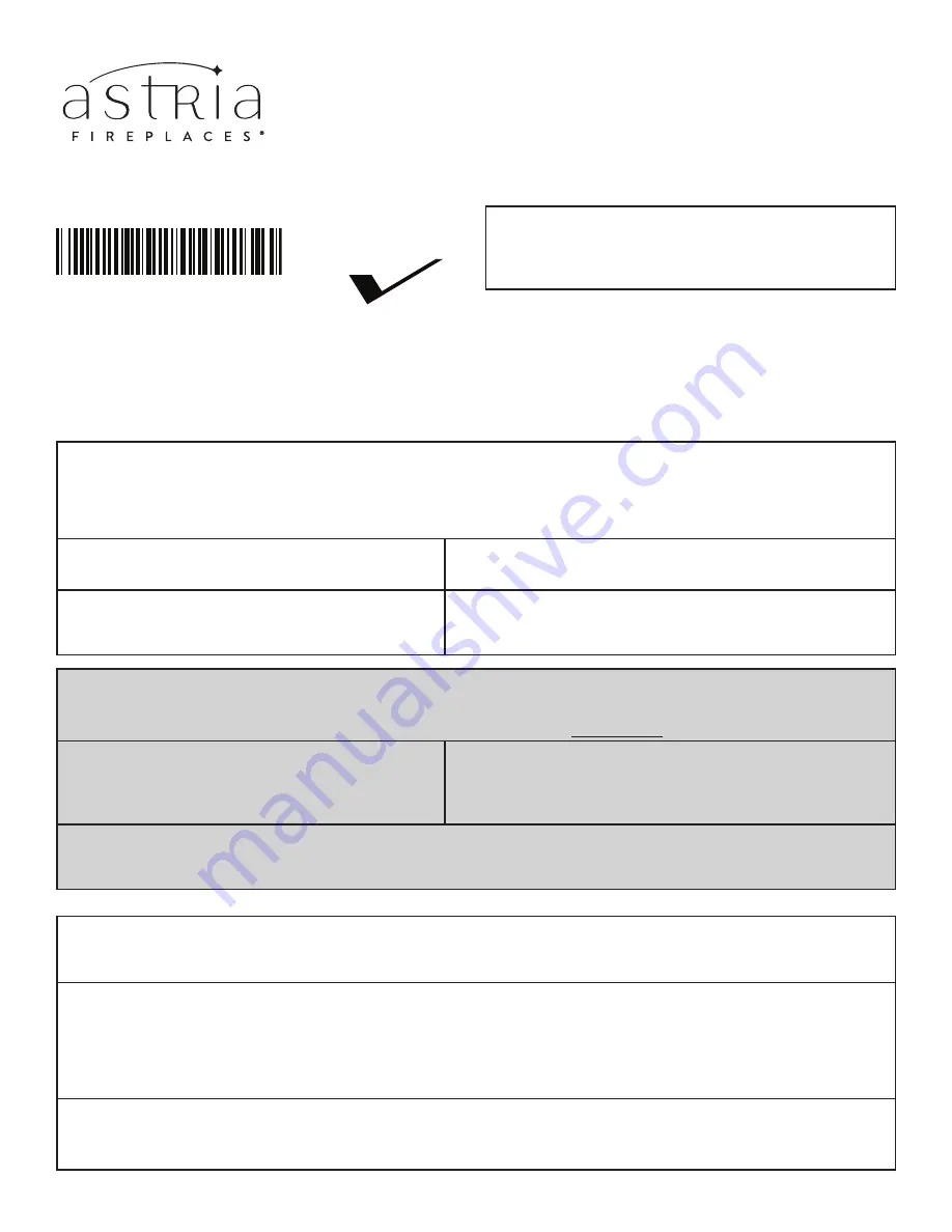 Astria Fireplaces Tuscan42P2 Assembly, Installation And Operation Instructions Download Page 1