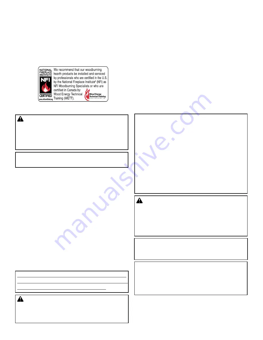 Astria Fireplaces Tuscan42P2 Assembly, Installation And Operation Instructions Download Page 2