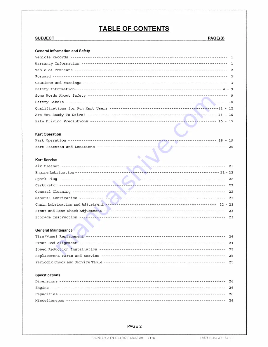 ASW 4170 Owner'S/Operator'S Manual Download Page 3