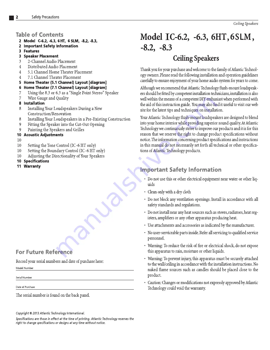 Atlantic Technology IC Series Instruction Manual Download Page 2