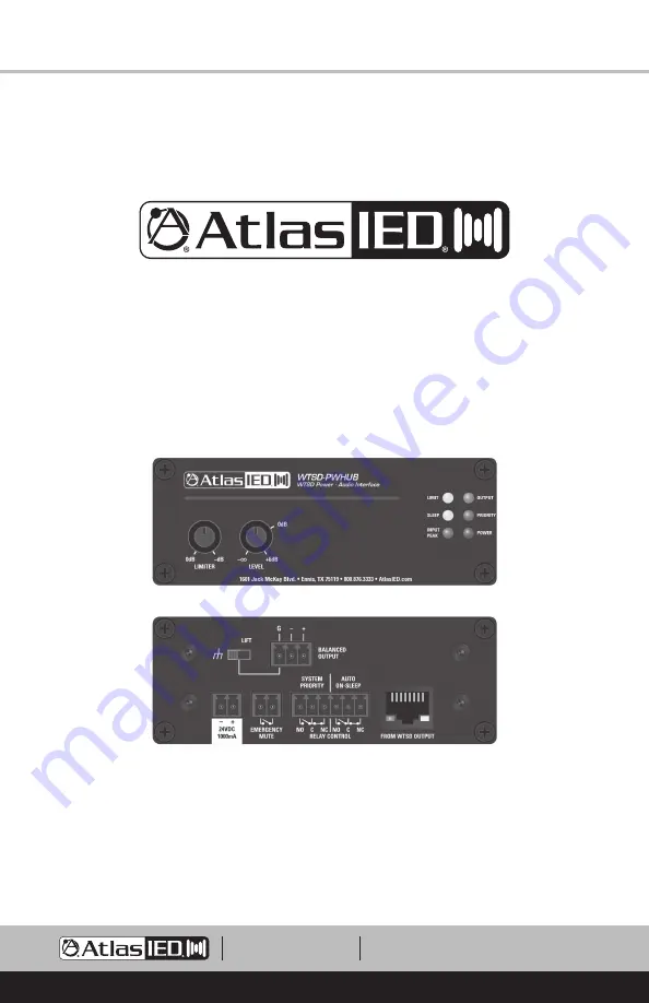 Atlas IED WTSD-PWHUB Owner'S Manual Download Page 1