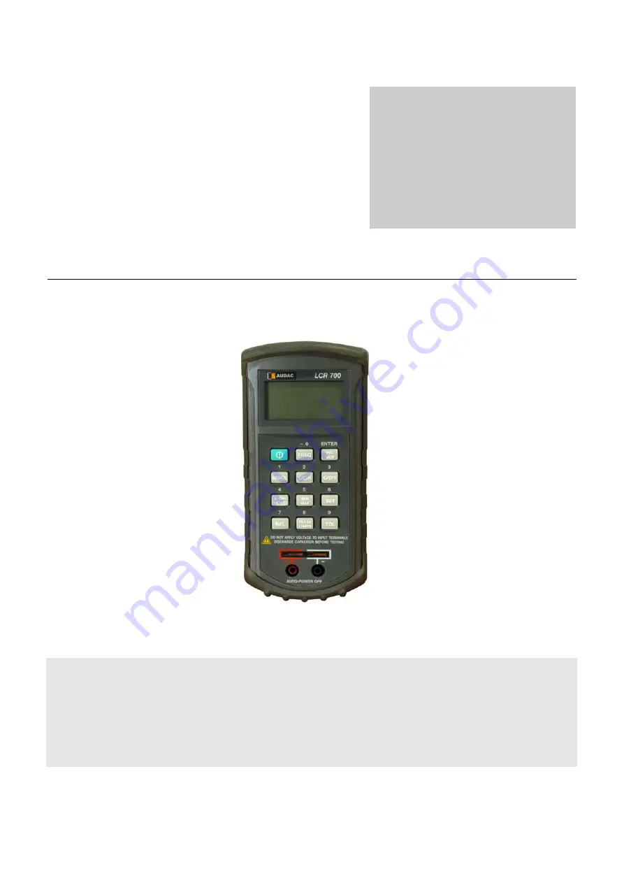 AUDAC LCR700 User Manual & Installation Manual Download Page 1