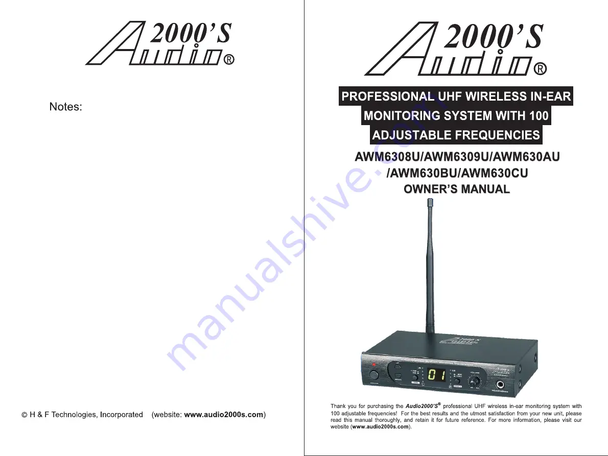 Audio 2000 AWM6308U Owner'S Manual Download Page 1