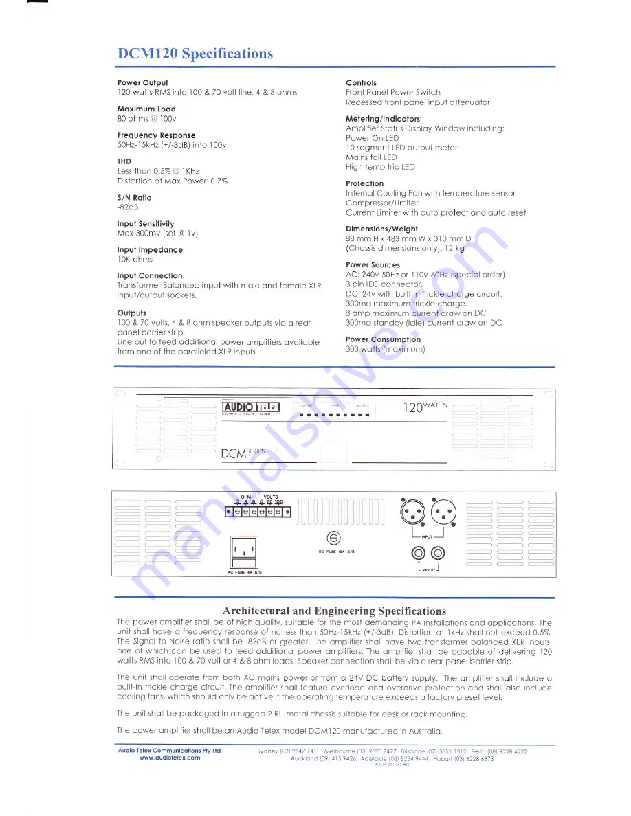 AUDIO TELEX DCM120 Скачать руководство пользователя страница 2