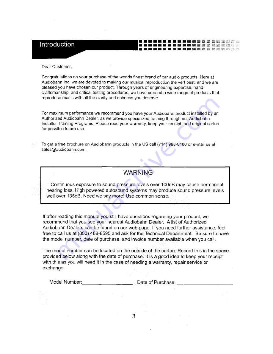 AudioBahn A16000V Operating Instructions Manual Download Page 4